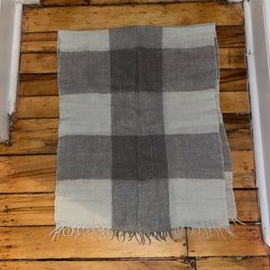 Brown and cream linen, cotton blend scarf